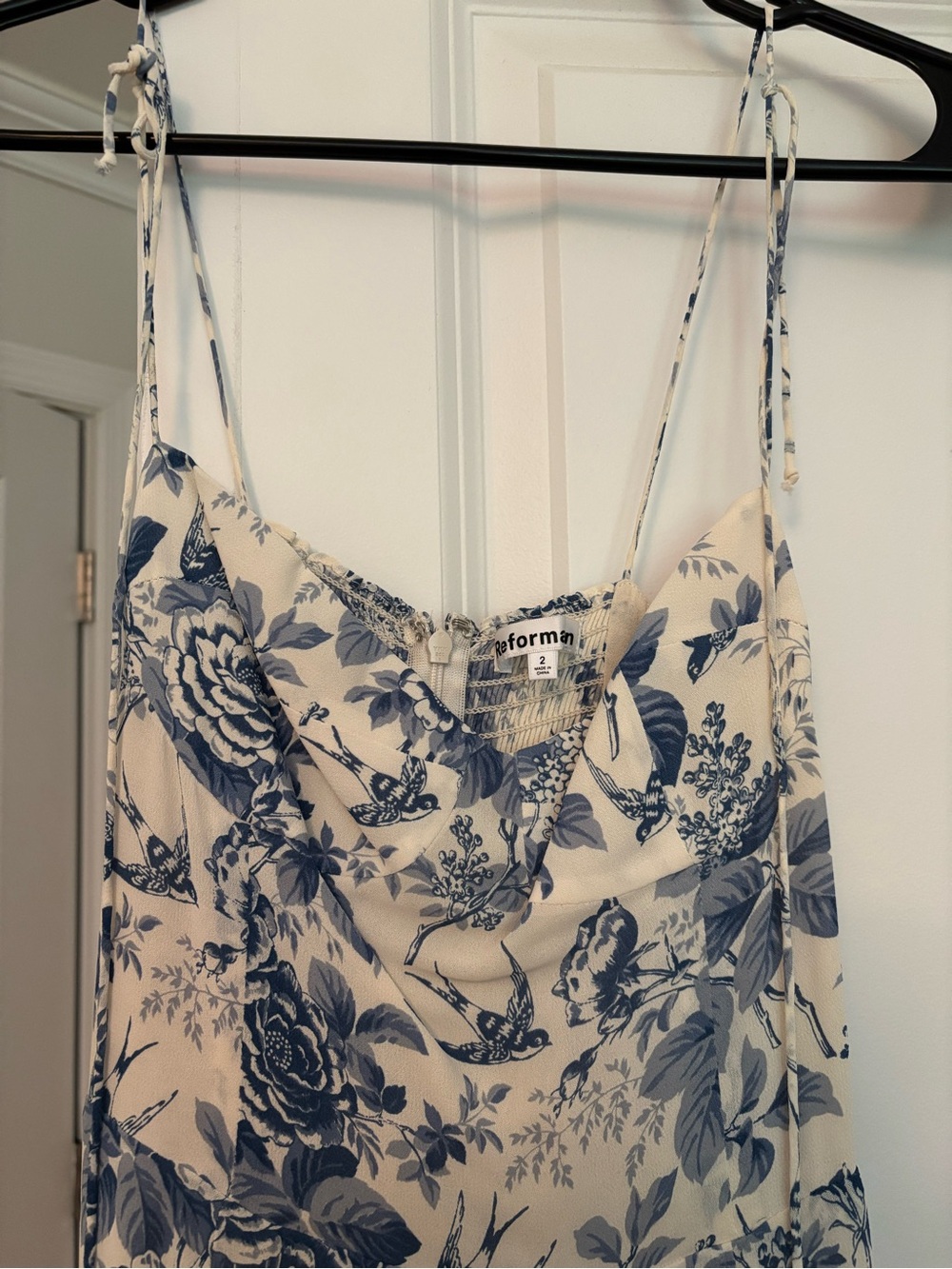 Reformation White Dress with Blue Floral Print - Picture 2 of 4